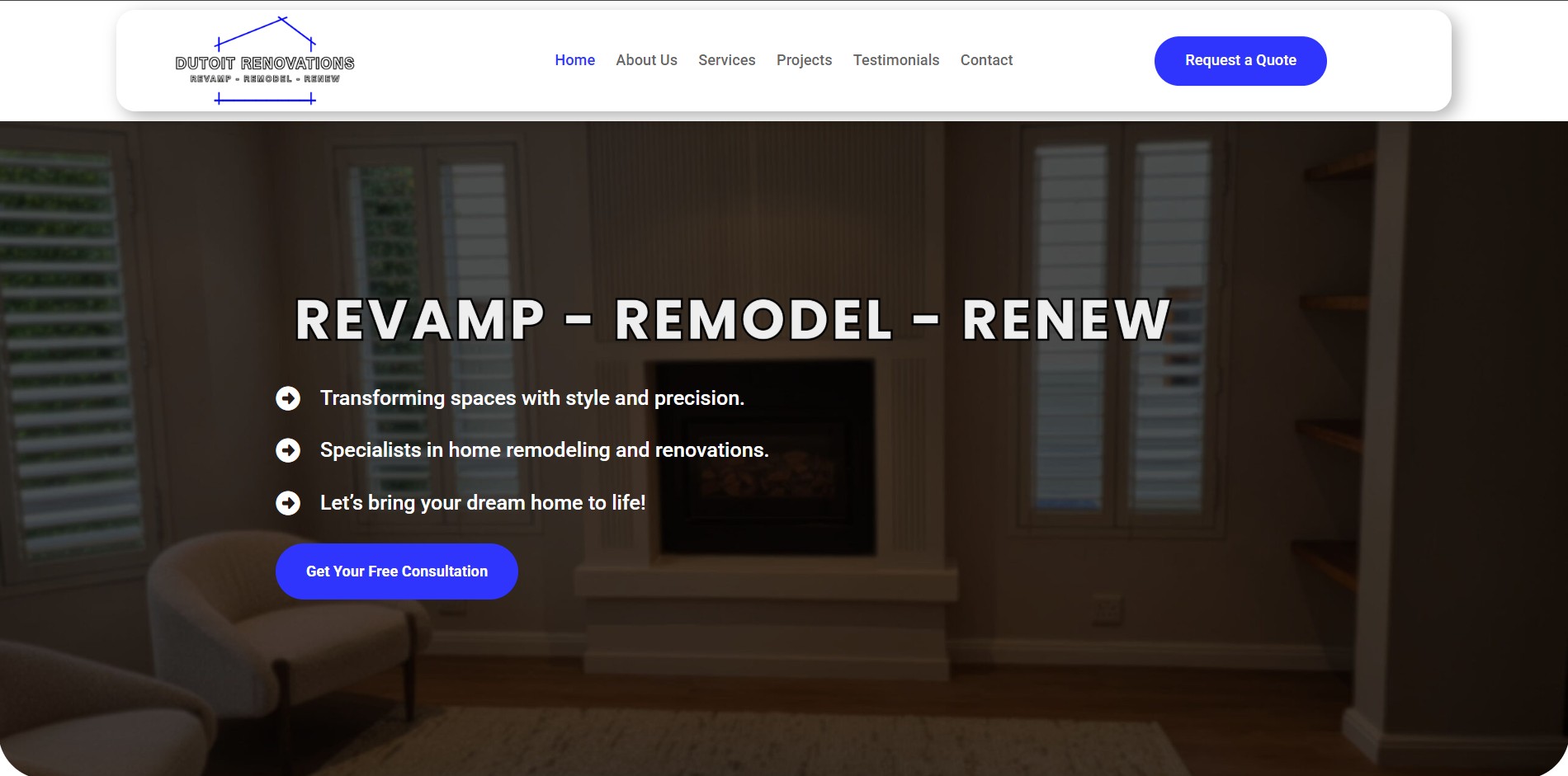 dutoitrenovations website design