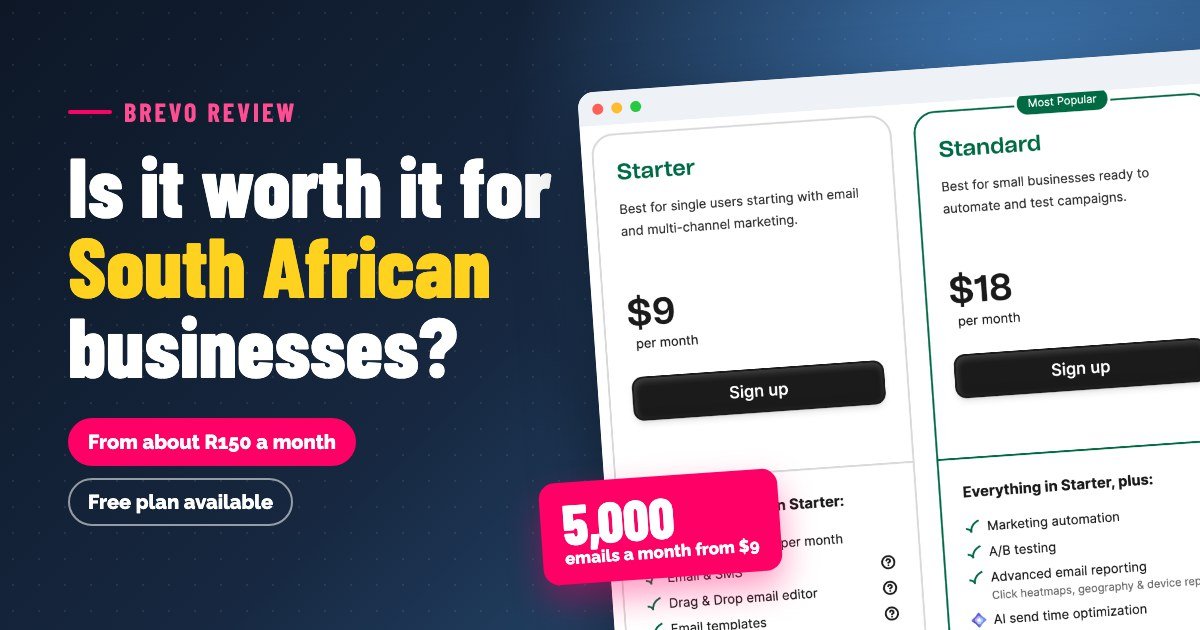 Brevo review for South African businesses, with Brevo's Starter and Standard plans