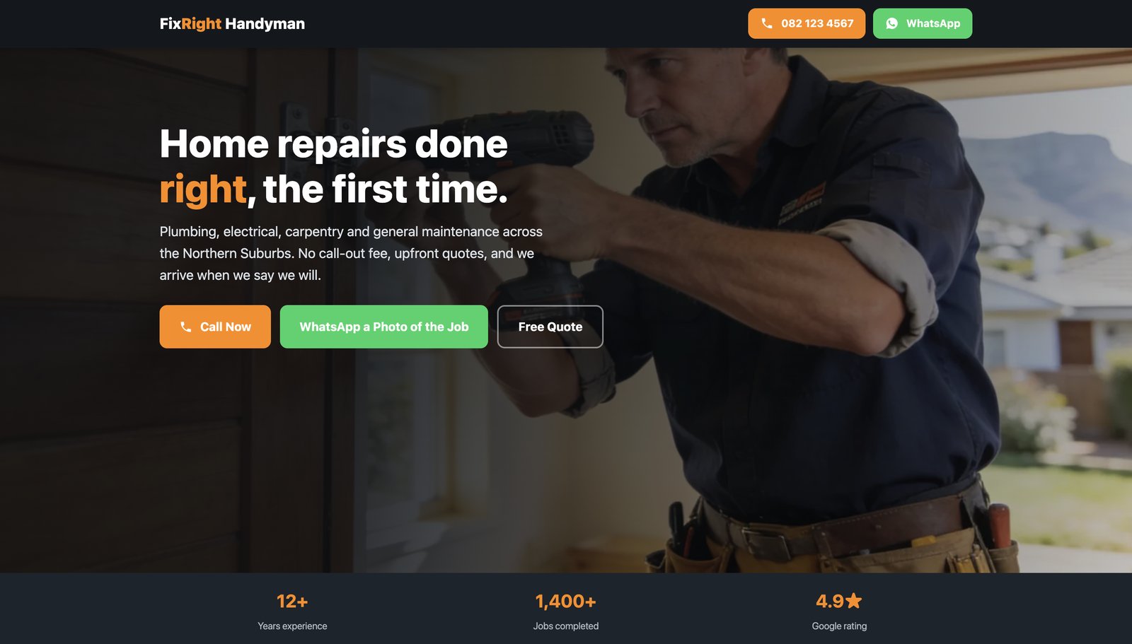 FixRight Handyman small business website example